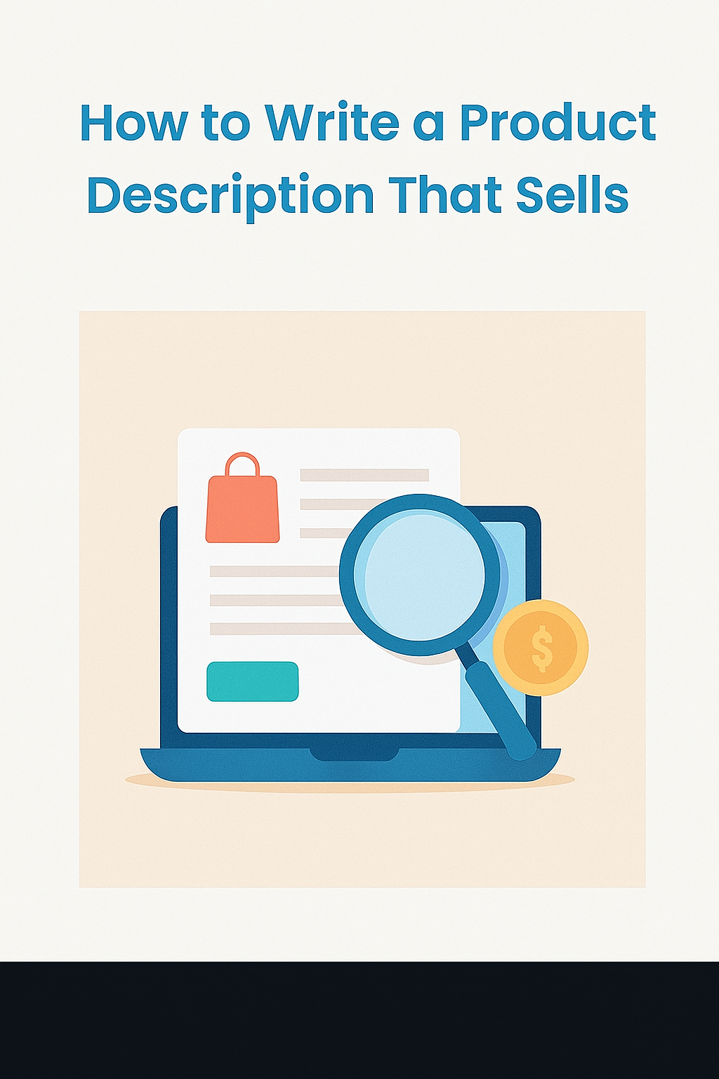 This image supports our blog post on writing compelling product descriptions. It illustrates best practices and strategies for attracting attention, highlighting benefits, and increasing conversions on product pages.