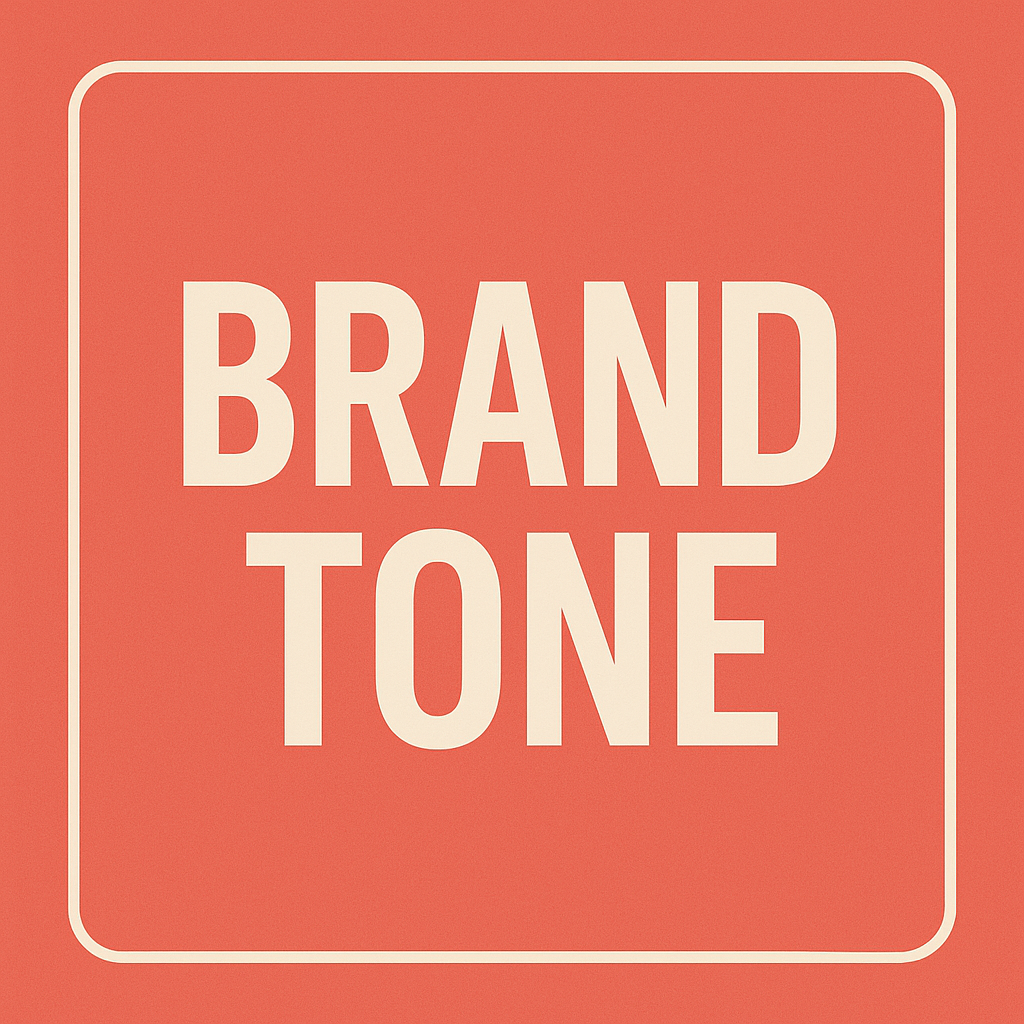 Tone of Voice a red square with white text